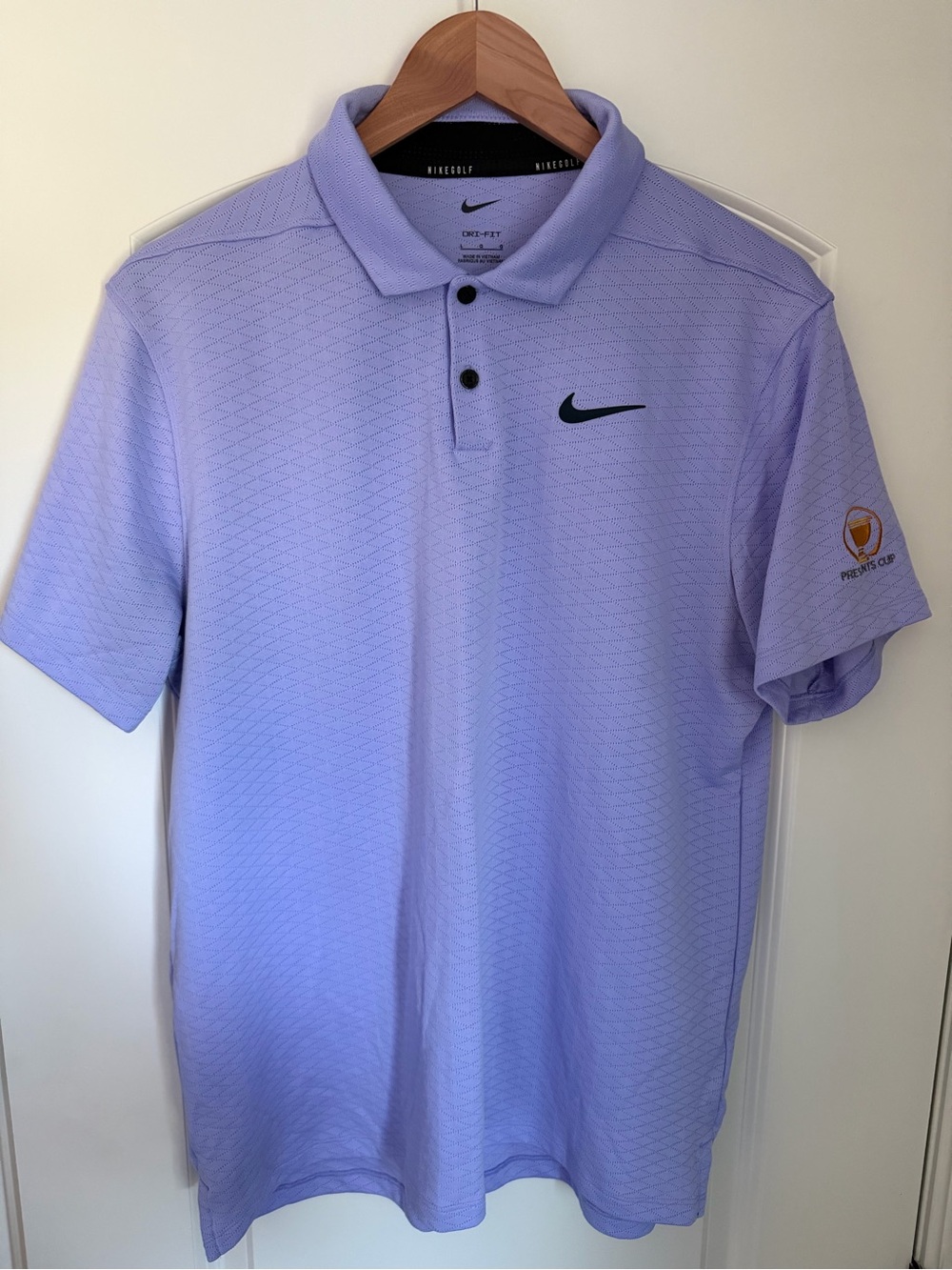 Nike Men’s President’s Cup Lavender Golf Polo with Black Swoosh